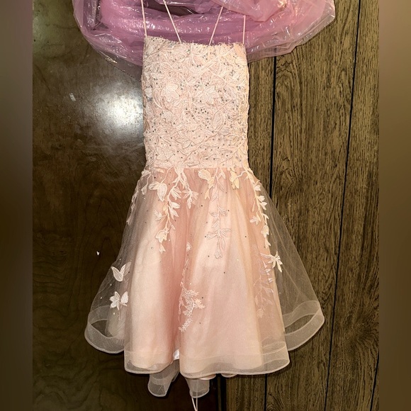 Beautiful Homecoming/Prom/Formal Dress - Pink Lace/Floral Embroidery - Picture 2 of 6